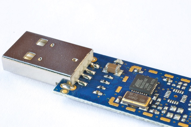 USB stick board with the type-A plug attached