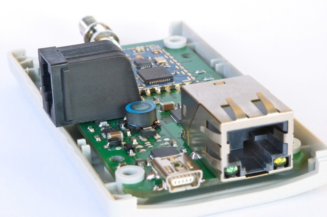 CUNO in its case with Ethernet jack and antenna connector