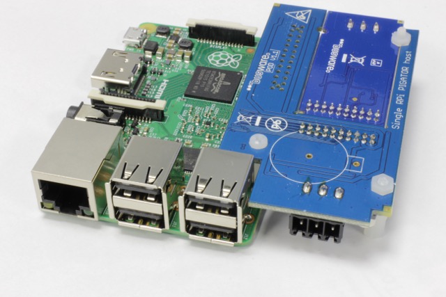 Raspberry Pi with the carrier board mounted on top